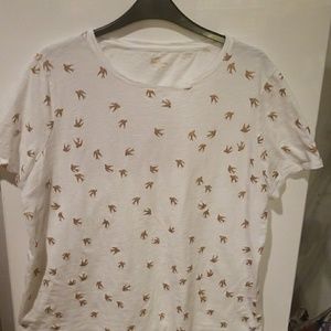 Boden gold glitter bird print tee
